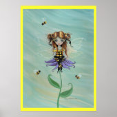 Kute Whimsical Bumble Bee Fairy Fantasy Poster (Voorkant)
