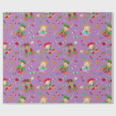 Kute Whimsical Elves en Snoepjes Cadeaupapier (Vlak)