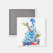 Kute Whimsical Fairy Shrimp and Tree Magneet (Voorkant / Achterkant)