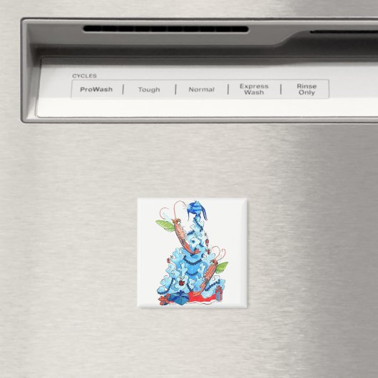 Kute Whimsical Fairy Shrimp and Tree Magneet (Insitu (Vaatwasser))