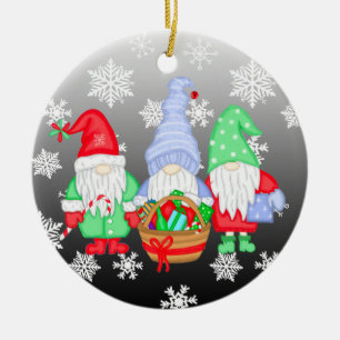 Kute whimsical Festive Kerstgnomen Keramisch Ornament
