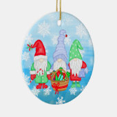 Kute whimsical Festive Kerstgnomen Keramisch Ornament (Rechts)