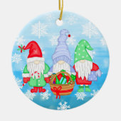 Kute whimsical Festive Kerstgnomen Keramisch Ornament (Voorkant)
