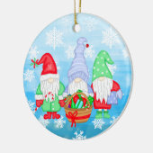 Kute whimsical Festive Kerstgnomen Keramisch Ornament (Links)