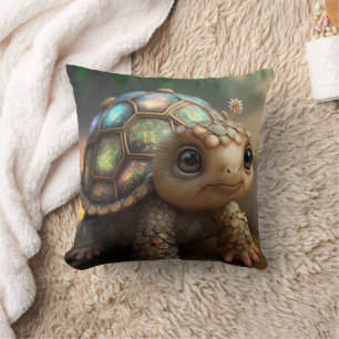 Kute Whimsical Glanzende Glittery Turtle Nursery Kussen