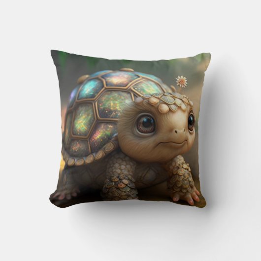 Kute Whimsical Glanzende Glittery Turtle Nursery Kussen (Voorkant)