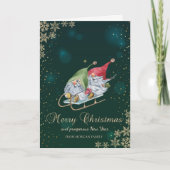Kute Whimsical Gnomen Sleigh Snowflakes Feestdagen Kaart (Voorkant)