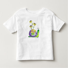 Kute Whimsical Happy Snail met gele bloemen Kinder Shirts