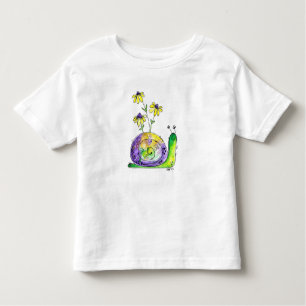 Kute Whimsical Happy Snail met gele bloemen Kinder Shirts