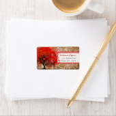 Kute Whimsical Heart Leafed Tree Red Pink Stippen Etiket (Insitu)