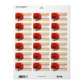 Kute Whimsical Heart Leafed Tree Red Pink Stippen Etiket (Full Sheet)