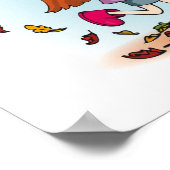 Kute whimsical herfst kind decor art poster (Hoek)