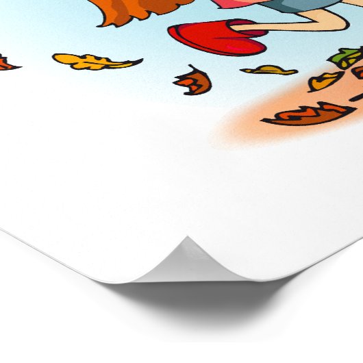 Kute whimsical herfst kind decor art poster (Hoek)