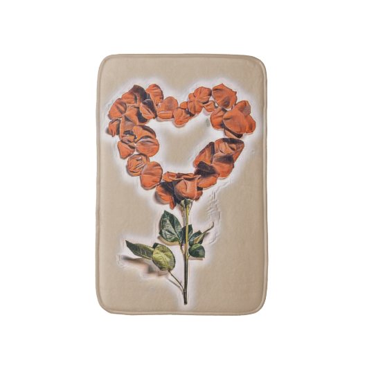 Kute Whimsical Oranje Roos Heart Badmat (Voorkant Verticaal)