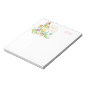 Kute Whimsical Owl n Butterfly Scroll Floral Art Notitieblok (Linkerzijde)