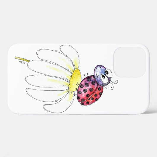 Kute Whimsical Red Ladybug op een witte trap Case-Mate iPhone Case (Achterkant (horizontaal))