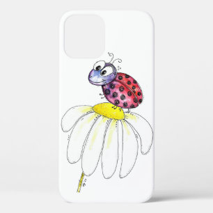 Kute Whimsical Red Ladybug op een witte trap Case-Mate iPhone Case