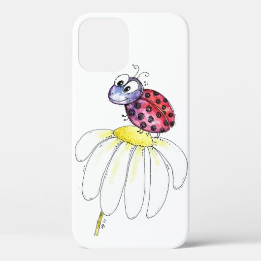 Kute Whimsical Red Ladybug op een witte trap Case-Mate iPhone Case (Achterkant)