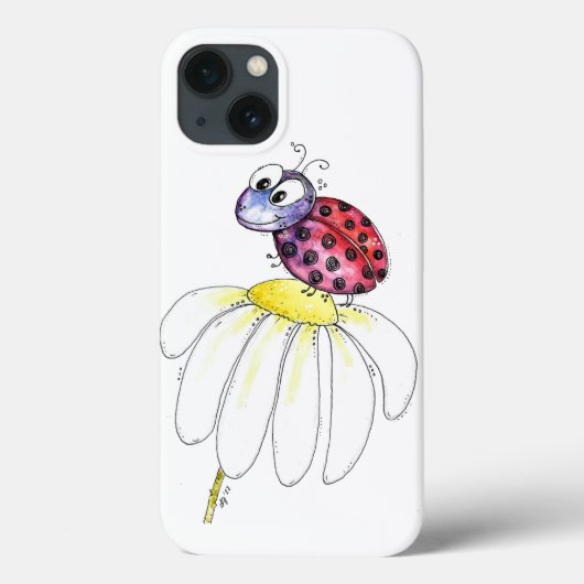 Kute Whimsical Red Ladybug op een witte trap Case-Mate iPhone Case (Achterkant)