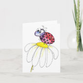 Kute Whimsical Red Ladybug op een witte trap Kaart (Voorkant)