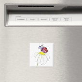 Kute Whimsical Red Ladybug op een witte trap Magneet (Insitu (Vaatwasser))