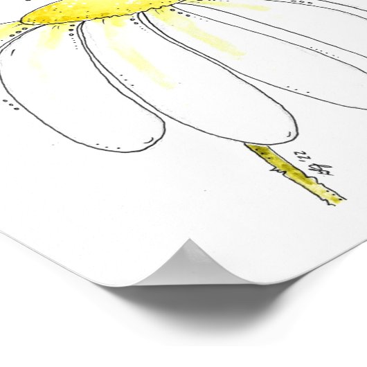 Kute Whimsical Red Ladybug op een witte trap Poster (Hoek)