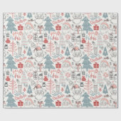 Kute Whimsical Santa Tree Patroon Roze Cadeaupapier (Vlak)