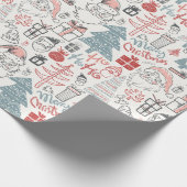 Kute Whimsical Santa Tree Patroon Roze Cadeaupapier (Hoek)