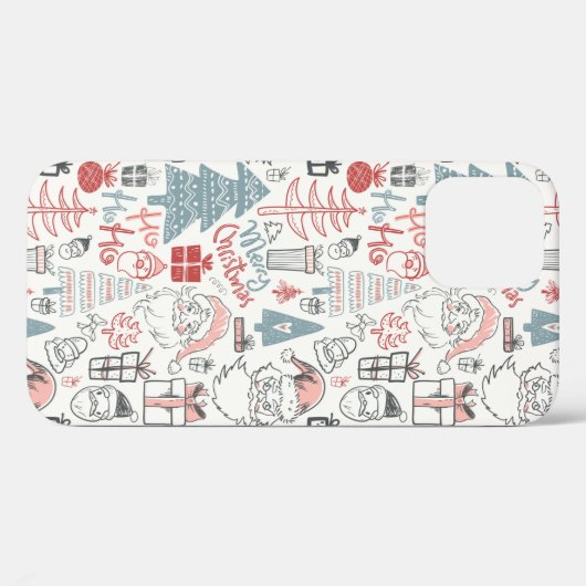 Kute Whimsical Santa Tree Patroon Roze Case-Mate iPhone Case (Achterkant (horizontaal))