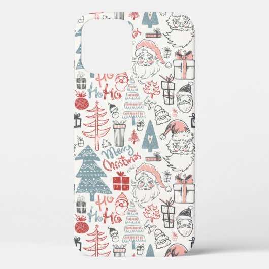 Kute Whimsical Santa Tree Patroon Roze Case-Mate iPhone Case (Achterkant)