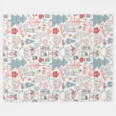 Kute Whimsical Santa Tree Patroon Roze Fleece Deken (Voorkant (Horizontaal))