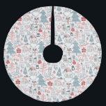 Kute Whimsical Santa Tree Patroon Roze Kerstboom Rok<br><div class="desc">Deze schattige kerstboomrok kenmerkt een leuk grillig patroon van de kerstmantekeningen,  bomen en cadeaus in roze,  rood en blauwgroen.</div>