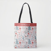 Kute Whimsical Santa Tree, speciaal gepersonalisee Tote Bag (Voorkant)