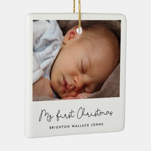 Kute whimsical script Baby's First Kerstfoto Keramisch Ornament (Rechts)