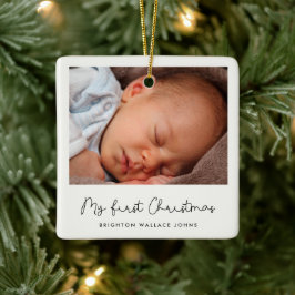 Kute whimsical script Baby's First Kerstfoto Keramisch Ornament