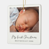 Kute whimsical script Baby's First Kerstfoto Keramisch Ornament (Links)
