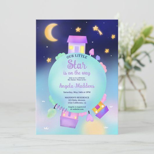 Kute whimsical sunshine sterren and moon baby show kaart (Staand voorkant)