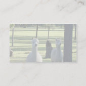 Kute White Alpaca Boys in Green Meadow vol met dri Visitekaartje (Achterkant)
