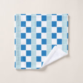 Kute White Blue Checkerboard Bad Handdoek (Wasdoekje)