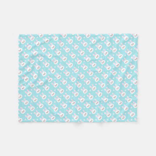 Kute White Bunnies Pattern Easter | Fleece Blanket (Voorkant (Horizontaal))