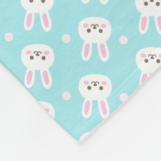 Kute White Bunnies Pattern Easter | Fleece Blanket (Hoek)