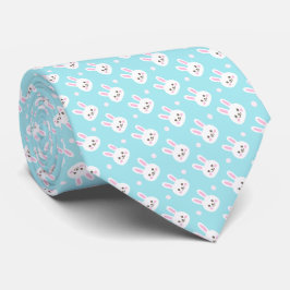Kute White Bunnies Pattern Easter | Necktie Stropdas