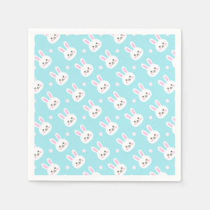 Kute White Bunnies Pattern Easter   Papier Napkin Servet