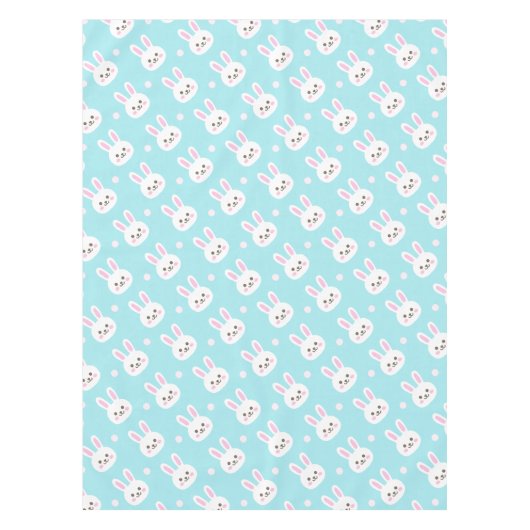 Kute White Bunnies Pattern Easter | Tablecloth Tafelkleed (Voorkant)