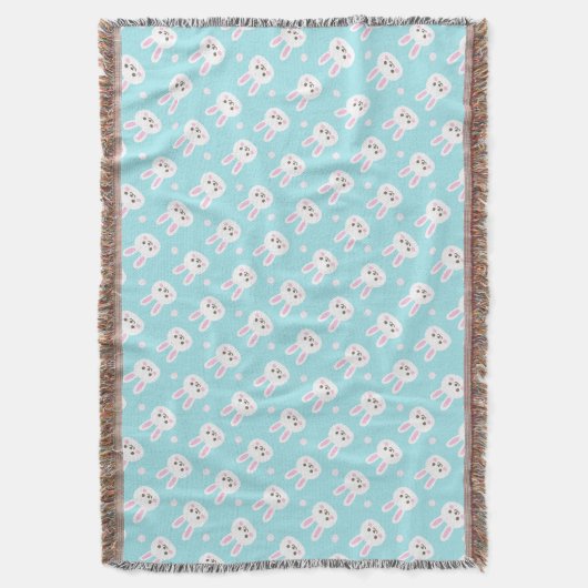 Kute White Bunnies Pattern Easter | Throw Blanket Deken (Voorkant Verticaal)