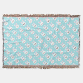 Kute White Bunnies Pattern Easter | Throw Blanket Deken