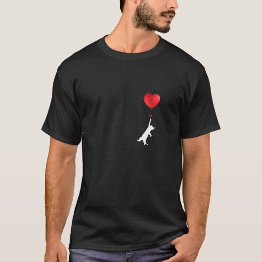 Kute White Cat die vliegt met hartballon T-shirt (Voorkant)