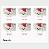 Kute White Dog in een Rode Kerstmis Pet Kandle Sce Vierkante Sticker (Vel)