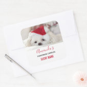 Kute White Dog in een Rode Kerstmis Pet Kandle Sce Vierkante Sticker (Envelop)