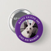 Kute White Dog Wearing Paaspaasparelaar Paars Ronde Button 5,7 Cm (Voorkant /achterkant)
